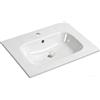 NUESTRA VIDA Lavabo Integrale a Incasso Soprapiano, Rettangolare in Ceramica Bianco Lucido, Lavandino Bagno con Foro Troppopieno (610 x 460 x 155 mm)