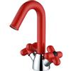 UAOGPLK Rosso,Rubinetto Per Lavabo Da Bagno, Rubinetti Per Lavabo in Ottone Con 2 Modalità, Rubinetto Miscelatore Per Bagno Con Maniglia A Forma Di Fiore E Gorgogliatore Girevole Per Lavabo.