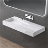 doporro Lavabo Bagno Rettangolare 90 cm, Lavandino da Appoggio o Sospeso in Minerale Fuso Bianco Lucido, Scarico Incluso Colossum19
