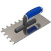 DEWEPRO Cazzuola Dentata 270 x 130 mm In Acciaio Inossidabile Con Dentatura Semicircolare 20 x 15 mm, Frattazzo Dentato Con Impugnatura Ergonomica 3 Componenti Per Posa Piastrelle