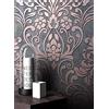 Newroom Carta da Parati TNT Grigio Barocco Effetto Metallico Soggiorno