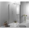 Auria Box Doccia Angolare 100x100 cm - Cabina Doccia con Porta Battente, Vetro Temperato 6mm, Profilo Cromato e Chiusura Magnetica - Regolabile e Facile da Installare