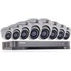 HIKVISION, sistema di sicurezza CCTV con videoregistratore, con 8 telecamere esterne da 5 MP, risoluzione 4K, a 8 canali, 2 TB, H.265+, 2,8 mm, con visione notturna, DS-7208HUHI-K1 DS-2CE56H1T-ITM