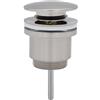 Inbagno Piletta di scarico click clack universale spazzolata con e senza troppopieno, scarico in ottone con attacco standard G1"1/4
