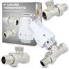 Instalguru TRV Standard II Kit valvola radiatore termostatico 1/2 in ottone Controllo riscaldamento centralizzato Testa termostatica M30 x 1,5 viti di ritorno