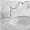 HauTour Rubinetto in ottone anticato, per bagno, miscelatore monocomando per lavabo, per bagno, stile vintage, altezza 23 cm, acqua fredda e calda, stile rustico, colore: argento