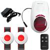 Wolf Guard W03-JA03 Kit di Allarme con Sirena Lampeggiante Strobe Senza Fili Impermeabile, Sistema di Allarme di Panico per Esterni per Azienda, Casa, Negozio, Hotel, Scuola, Pulsanti di Emergenza SOS
