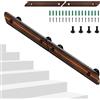 Hebitod Corrimano in legno di pino, 120 cm, ringhiera per scale, in legno, antiscivolo, con supporti da parete, materiale di montaggio, ringhiera per scale, balcone, marrone
