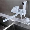 ZPSPZ Miscelatore Cucina a Parete, Rubinetto Cucina a Muro Bianco Rubinetto Lavabo Con Pistola a Spruzzo Ottone Acqua Fredda e Calda Girevole Rubinetto Lavello Cucina-30 Cm