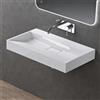 doporro Lavabo Bagno Rettangolare 80 cm, Lavandino da Appoggio o Sospeso in Minerale Fuso Bianco Lucido, Scarico Incluso Colossum19