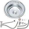 Melko 50 cm lavabo lavello da incasso in acciaio + ripiano lavello in acciaio inox lavello cucina Lavello