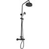 LANNADD doccia in stile retrò, per doccia, set doccia a pioggia, doccia rotonda, con doccetta, colonna doccia anticata, retrò, per casa e hotel, colore nero