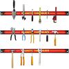 GYMAX Set 3pz Barra Magnetica Portautensili di 46 cm, Rastrelliere da Muro, Scaffale Organizzatore per Atrezzi, Portata 3x10 kg, Accessori per Meccanico Garage Officina, Rosso