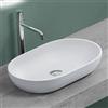 Mai & Mai Lavabo da Appoggio 54x34x10.5cm, Lavandino Bagno da Appoggio Ovale da Marmo Fuso, Biano Opaco, Colossum808