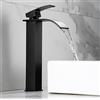 ZYCDP Rubinetto per Bagno a Cascata Nero Rubinetto Monocomando Lavabo Fredda e Calda Miscelatore per Lavabo da Bagno in Acciaio Inossidabile, A, Alto