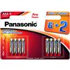 Panasonic Multipack 6 + 2 batterie alcaline AAA LR03 Pro Power