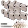 Generico Set di 6 Cilindri con Pomello in Ottone 45/45mm con Chiave Unica, 30 Chiavi Incluse, 12 Viti, Serrature Universali per Porte e Garage, Lunghezza 90mm, Montaggio Facile