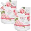 L'Erbolario 2x L' Erbolario - Bagnoschiuma 3 Rosa - EcoRicarica da 500 ml - 2 confezioni risparmio da 500 ml l'una - Confezione Risparmio ed Ecologica