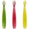 RADIUS Spazzolino da denti per bambini Totz extra morbido verde/corallo/giallo scintillante, 3 pezzi, senza BPA e ADA, progettato per denti e gengive delicati, per bambini dai 18 mesi in su