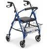 HEALTH Medical Fab Deambulatore in Alluminio Ultraleggero con 4 ruote Pieghevole con Cestino e Porta Bastone