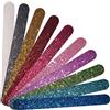 JQTOP Strisce colorate glitterate per lime, per manicure e pedicure, filtri bifacciali per modellare e levigare unghie e unghie (regolari, 10)