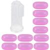 Bamjour Spazzolino da Denti per Dito per Bambini, 10 Pezzi in Silicone Morbido Spazzolino da Denti per Neonati per Neonato (Guscio Rosa)