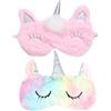 BESTYY Mascherina per Dormire BESTZY Maschera per Dormire Unicorno 2 pezzi Unicorno Maschera di Sonno Traspirante Simpatico per Girls Travel Eye Cover
