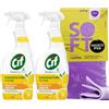 FEI FAN Sgrassatore Spray CUCINA, Profumo Di Limone. Rimuove Grasso e Sporco Più Ostinato. Specifico Per Piani a Induzione e Cucina 650ml (2 Spray) + Panno In Lattice SOFT, Fomato 30x30cm