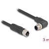 Delock - Cavo di prolunga per sensori - da M12 (4 pin) (M) ad angolo retto a M12 (4 pin) (W) diritto - 3,0 m - 7,2 mm - catena di trazione