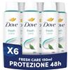 Dove Deodorante Spray, Dove Classic Care Fresh, Deodorante Antitraspirante Spray, Protezione Fino a 48 Ore, con 1/4 di Crema Idratante, Formula Delicata, Deodorante Uomo e Donna, 6 Pezzi da 150 ml