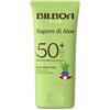 Bilboa, Sapore di Aloe, Crema Solare Viso SPF 50+, Formato Viaggio, con Profumo di Aloe Vera, Ideale per Pelli Sensibili, Texture Fresca e Leggera, Resistente all'Acqua, 40 ml