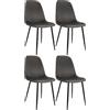 CLP Sedia da pranzo set di 4 imbottita Maryam, cucina, soggiorno e camera da letto con schienale, capacità 150 kg Colore:antracite;Materiale:Velluto