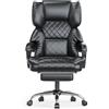 naspaluro Sedia Ufficio Ergonomica con Poggiapiedi, Sedie 150 kg, Nero | Sedia Gaming Alto Schienale Reclinabile e Lmbottita, Ecopelle di Alta Qualità, Schienale Inclinabile, Regolabile in Altezza