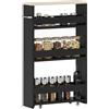 kleankin carrello portaoggetti a 3 livelli su rotelle per cucina stretta bagno lavanderia ufficio con maniglia - 48 x 15 x 80 cm nero