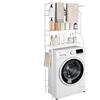 OHMG Mobile WC, Mensola Lavatrice a 3 Livelli, sopra il WC, Salvataggio di Spazio, per Bagno, Lavanderia, Scaffale Superiore WC,in Metallo