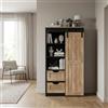 Cosma Libreria Industriale 3 Ripiani 2 Cassetti 1 Anta scorrevole in Legno Dimensioni 80x40x160 cm colore Nero