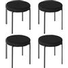 HOMCOM Set 4 Sgabelli Bassi e Rotondi con Seduta Impilabile, Sgabelli Moderni in Metallo e Tessuto Effetto Velluto, 41.5x41.5x46 cm, Nero