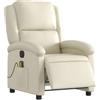 vidaXL Poltrona Massaggiante Elettrica Reclinabile Crema Similpelle