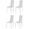 t m c s Tommychairs - Set 4 sedie modello Sophie Lux per cucina bar e sala da pranzo, robusta struttura in acciaio imbottita e rivestita in finta pelle colore bianco