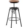 CLP Sgabello Bar Tondo Beam Industriale con Poggiapiedi I Sgabello Bancone Regolabile 70-90 CM in Legno E Metallo, Colore:Nero