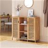 [en.casa] Mobile Contenitore a 2 Elementi Armadietto Multiuso a 2 Ante con Ripiani e 3 Vani Scomparti Aperti Mobile Modulare per Bagno Soggiorno Ingresso 87x99x33 cm in Bambù Naturale