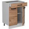Vicco Mobiletto base per cucina R-Line, Rovere dorato, 60 cm senza piano di lavoro, per la libera combinazione all'interno di sistemi cucina modulari