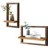 TOWEBOORY Set 2 Mensole da Muro, Mensole Sospese in Legno Mensola Sospesa da Parete Mensola Quadrata per Soggiorno Decorazione Della Parete per Soggiorno, Studio, Bagno, Cucina (Marrone)