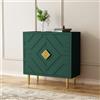 HOLTICO Credenza Moderna con 2 Ante, Armadietto con Design a Rilievo Geometrico, Mobile Multifunzione per Soggiorno, Cucina e Camera da Letto, 4 Colorazioni Esclusive, Verde Salvia