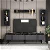 HOMIDEA KARYA Set Soggiorno - Parete Attrezzata - Mobile TV Porta con 3 Armadietti per Salotto con mensola in Moderno Design (Antracite/Marmo)