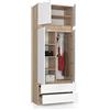 BDW Armadio a 4 ante, 4 ripiani, grucce, 2 cassetti, armadio per camera da letto, soggiorno, corridoio, 234 x 90 x 51 cm, (rovere Sonoma/bianco)