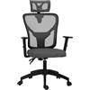 Vinsetto Sedia Ufficio Ergonomica con Poggiatesta Regolabile, Altezza Regolabile 106-116 cm e Schienale Inclinabile, Sedia Scrivania Girevole con Schienale a Rete e Seduta Imbottita, Grigio Scuro