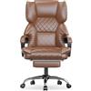 naspaluro Sedia Ufficio Ergonomica con Poggiapiedi, Sedie 150 kg, Marrone | Sedia Gaming Alto Schienale Reclinabile e Lmbottita, Ecopelle di Alta Qualità, Schienale Inclinabile, Regolabile in Altezza