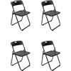aro Set di 4 Sedie Pieghevoli, Struttura in Acciaio, Seduta in Polipropilene, 49x47x75 cm, Nero