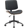 CLP Sedia da ufficio Plover con rivestimento in ecopelle I Sedia da scrivania regolabile in altezza e girevole I Sedia girevole con struttura in legno curvato, Colore:noce/nero